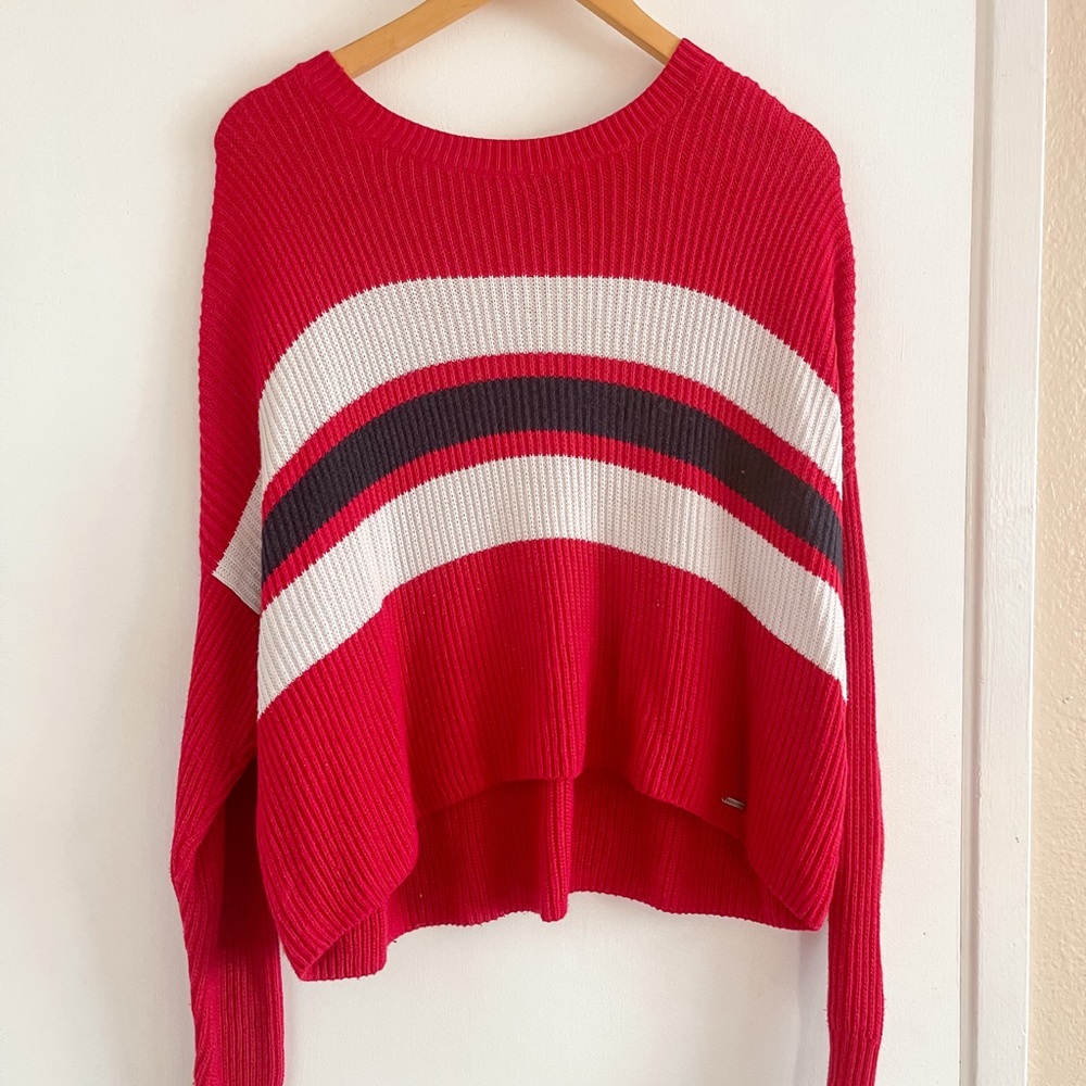Red long sleeve knit sweater
